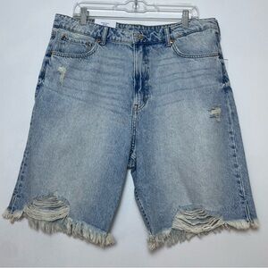 H&M High Waist Denim distressed Bermuda shorts